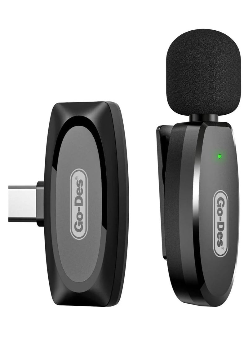 GO-DES Wireless Digital Microphone Lavalier Professional Microphone with Noice Canceling Type-C and Android Devices For Recording Youtube Tiktok Live Stream (TYPE-C, BLACK) - Image 2