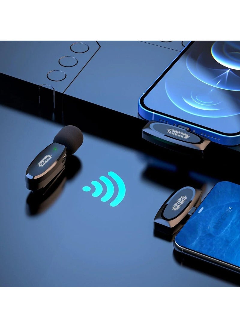 GO-DES Wireless Digital Microphone Lavalier Professional Microphone with Noice Canceling Type-C and Android Devices For Recording Youtube Tiktok Live Stream (TYPE-C, BLACK) - Image 3