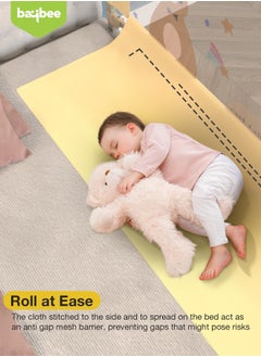 BAYBEE 150 x 80cm Baby Bed Rail Guard for Baby Safety with 28 Height Adjustable, Portable Bed Side Protector for Baby Falling | Foldable Single Side Baby Bed Railing for Kids Toddler Beige  - Image 4