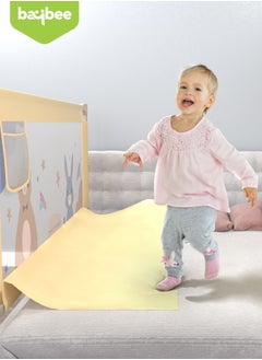 BAYBEE 150 x 80cm Baby Bed Rail Guard for Baby Safety with 28 Height Adjustable, Portable Bed Side Protector for Baby Falling | Foldable Single Side Baby Bed Railing for Kids Toddler Beige  - Image 5