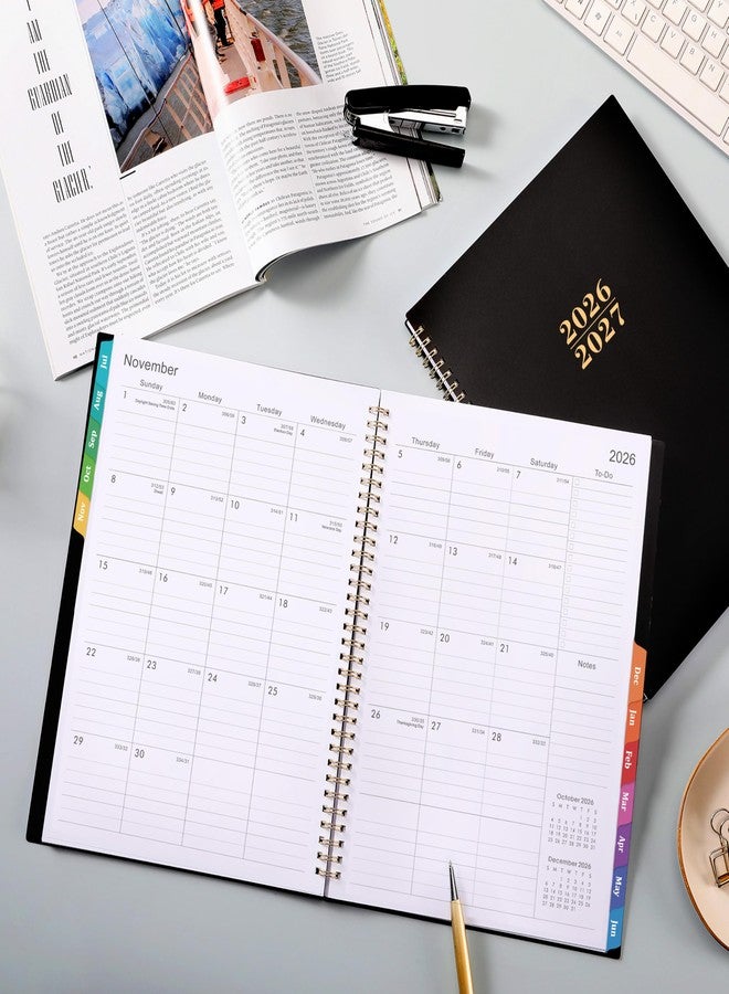 Pinchoco Planner 2026-2027 - Academic Planner 2026-27, Jul.2026 - Jun.2027, 9"x11", 2026-2027 Planners Weekly and Monthly with Colorful Tabs + Class Schedules + Back Pocket + Twin-Wire Binding - Black - Image 2