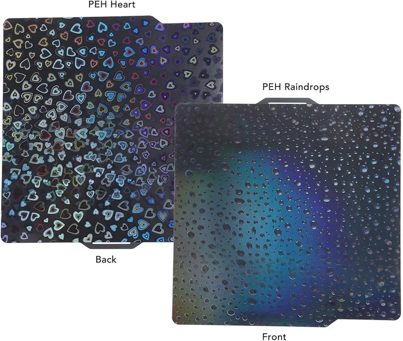 PEH Heart Water Drop Pattern 3D Printer Flexible Sheet 11x11 Inch Heated Bed For Easy Model Removal - Image 3