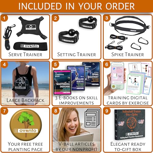 OVANTO Volleyball Training Equipment Aid – Solo Volleyball Equipment in 4 Styles to Serve, Spike, Set and Pass Like a Pro - Adjustable Volleyball Practice Equipment Gift for Beginners & Experts - Image 2