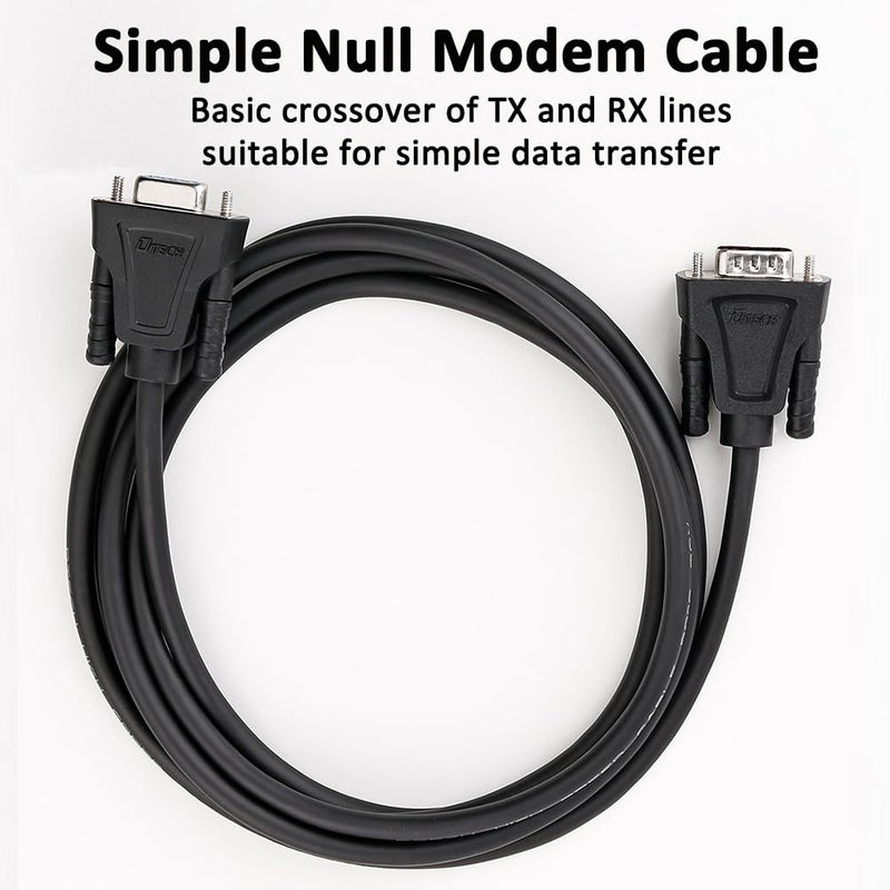 DTech 10ft DB9 RS232 Serial Cable Male to Female Extension Simple Null Modem Cord Cross TX RX Line 2 Pin Crossed for Computer Data Communication (10 Feet, Black) - Image 4