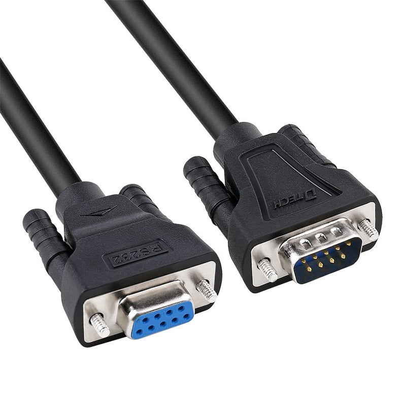 DTech 10ft DB9 RS232 Serial Cable Male to Female Extension Simple Null Modem Cord Cross TX RX Line 2 Pin Crossed for Computer Data Communication (10 Feet, Black) - Image 1