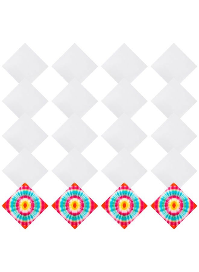 Fivebop 20 Pcs White Bandanas for Tie Dye DIY Blank Cotton Bandanas Plain Handkerchiefs Headband Head Wrap 22" x 22", White, L - Image 1