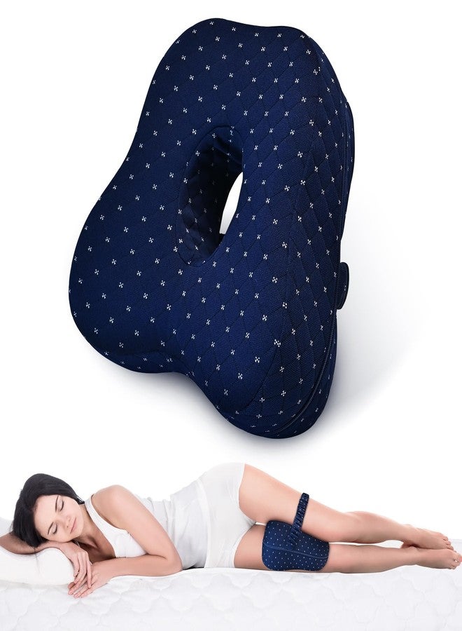 MSJGA Knee Pillow for Side Sleepers, Knee Pillow, Alignment Pillow for Side Sleepers,Memory Foam Leg Cushion, Comfortable Sleeping Support,Hip Alignment Pillow for Legs/Buttocks/Back (Blue) - Image 1