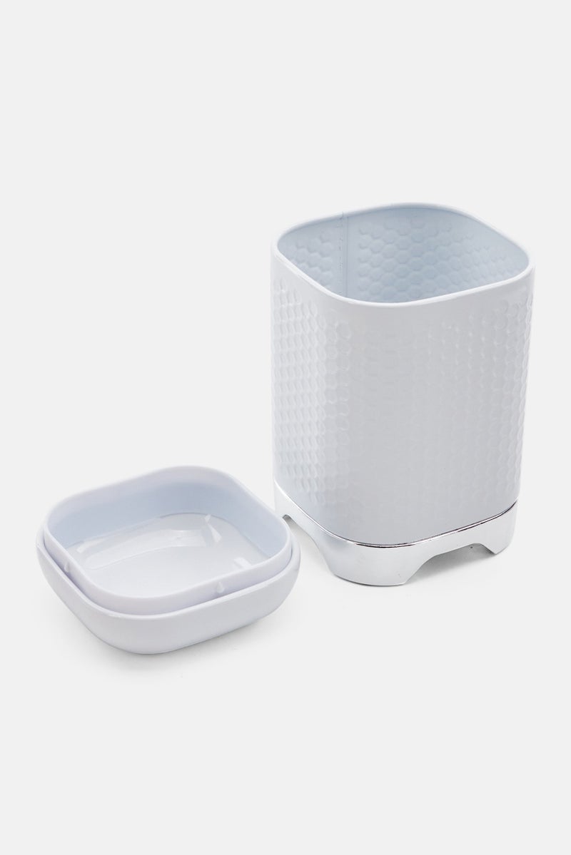 Lovello Textured Storage Tin Canister, White