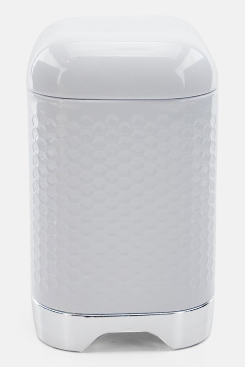 Lovello Textured Storage Tin Canister, White