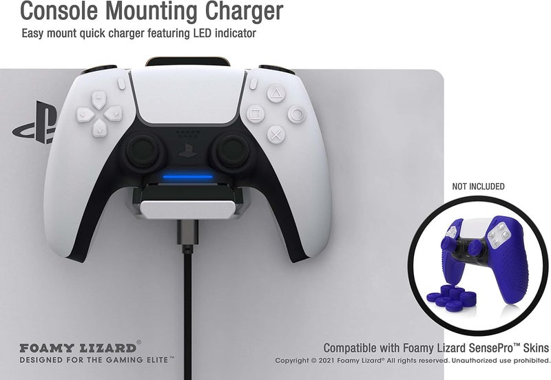 Foamy Lizard PS5 Controller Charger Console and Wall Mount | Hanging Playstation 5 DualSense Fast Charging Station Dock, Retractable Headphone Hook, LED Indicator, Overcharge Protection, USB C Cable - Image 5