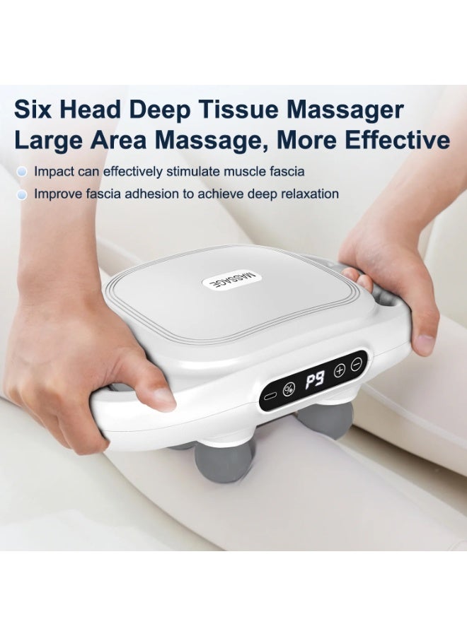 XiuWoo Professional Electric 6 Heads Deep Tissue Massage Gun, Portable Handheld Muscle Massager Gun, Full Body Massager Device, Muscle Relaxation Vibrator For Back, Neck with 9 Speed Adjustable, 9 Modes - Image 3