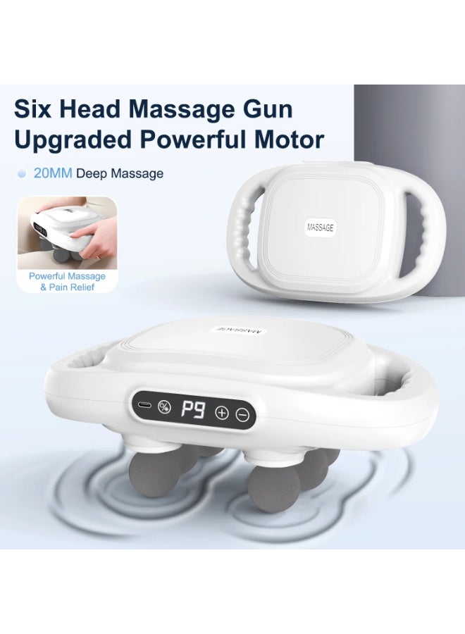XiuWoo Professional Electric 6 Heads Deep Tissue Massage Gun, Portable Handheld Muscle Massager Gun, Full Body Massager Device, Muscle Relaxation Vibrator For Back, Neck with 9 Speed Adjustable, 9 Modes - Image 2