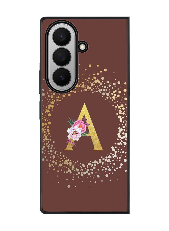 Stylizedd For Samsung Galaxy Z Fold7 Case,Slim fit Camera Protection, Shockproof Thin Phone cover  - Custom Monogram Floral - A  (Brown )