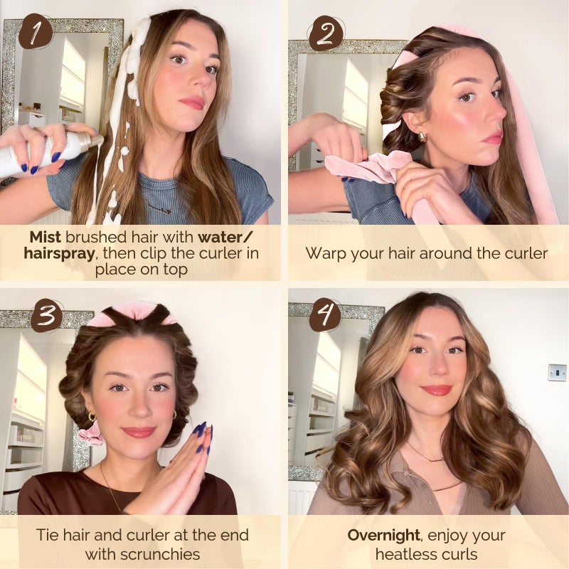 Yanibest Heatless Hair Curler to Sleep in, Overnight Curl Headband for Natural Wavy Curls, No Heat Soft Hair Curler Set with Hair Clip Scrunchies for Styling, No Slip Heatless Curls - Image 3