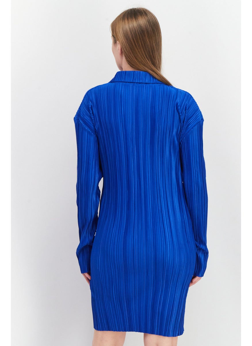 I SAW IT FIRST - Women Textured Mini Party Dress, Blue - Image 1