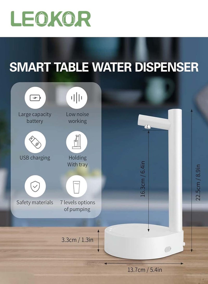 ليوكور موزع زجاجة مياه على سطح المكتب، مضخة مياه كهربائية محمولة على سطح الطاولة لزجاجات مياه سعة 5-19 لتر، موزع إبريق مياه أوتوماتيكي لشحن USB بجانب السرير، المنزل، المكتب، في الهواء الطلق - Image 4