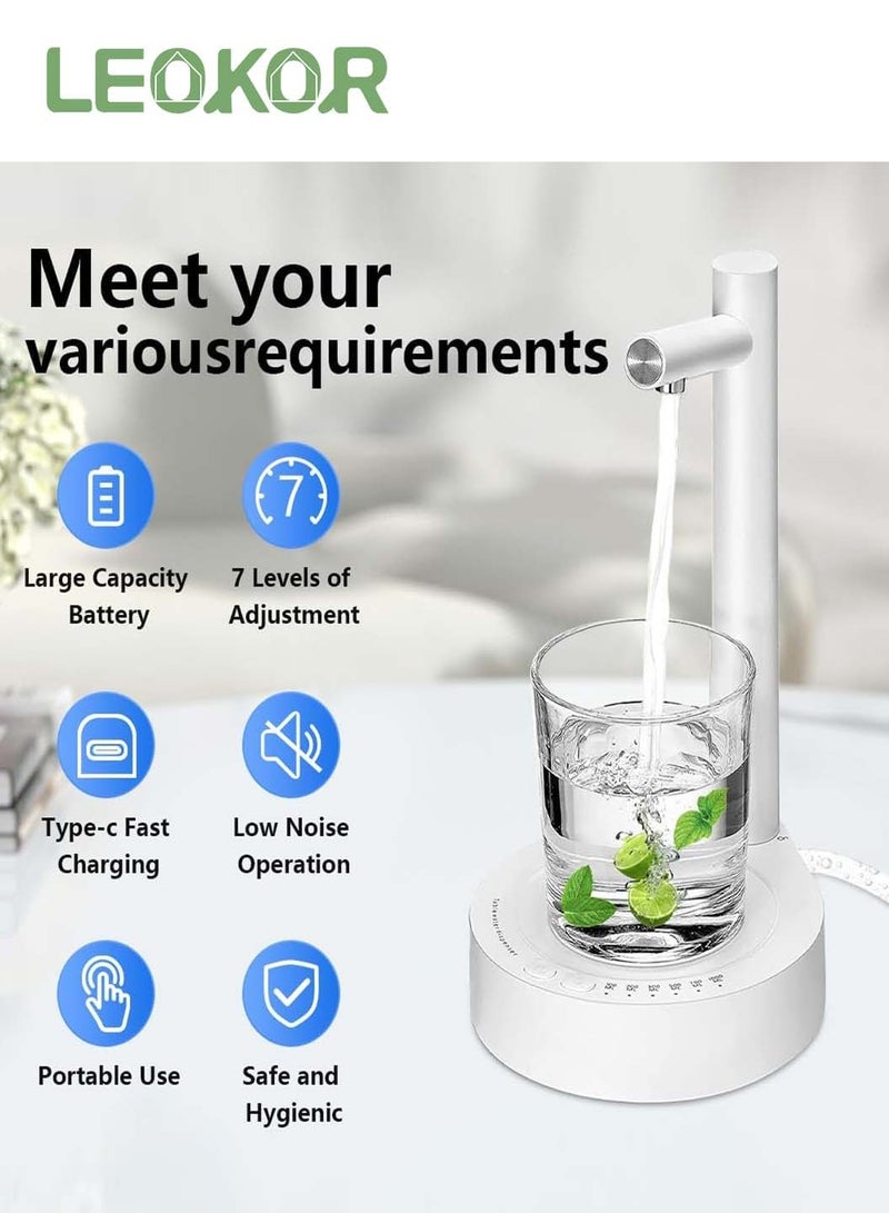 ليوكور موزع زجاجة مياه على سطح المكتب، مضخة مياه كهربائية محمولة على سطح الطاولة لزجاجات مياه سعة 5-19 لتر، موزع إبريق مياه أوتوماتيكي لشحن USB بجانب السرير، المنزل، المكتب، في الهواء الطلق - Image 5