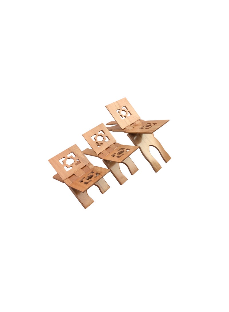 Luxurious beech wood Quran stand | Foldable with glossy varnish | Designed to hold the Quran during recitation and reflection, suitable for home or mosque use - Image 3