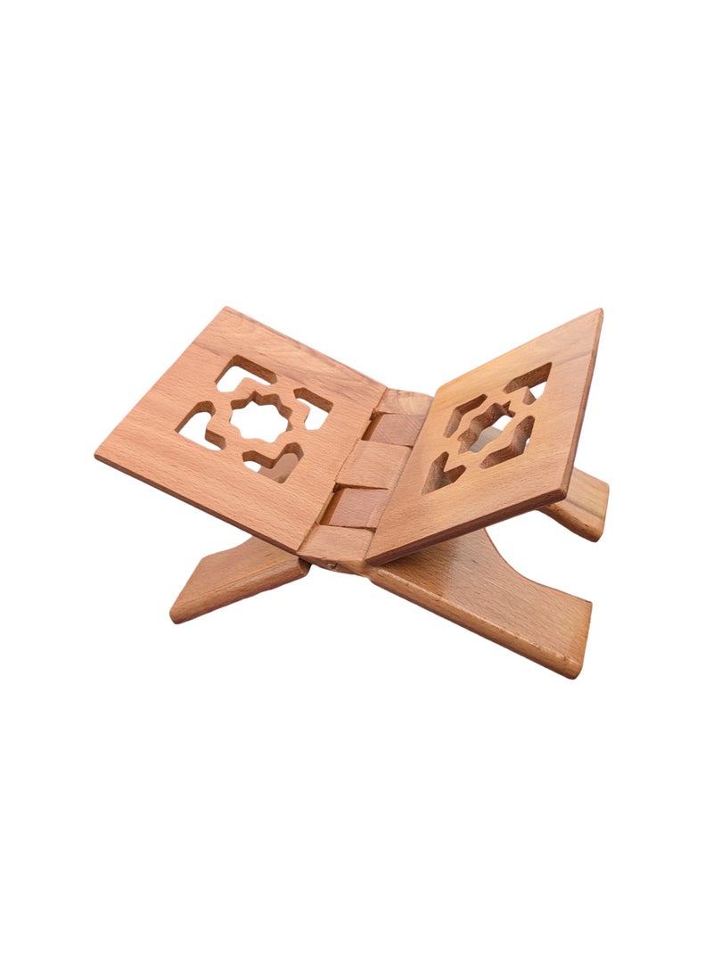 Luxurious beech wood Quran stand | Foldable with glossy varnish | Designed to hold the Quran during recitation and reflection, suitable for home or mosque use - Image 1