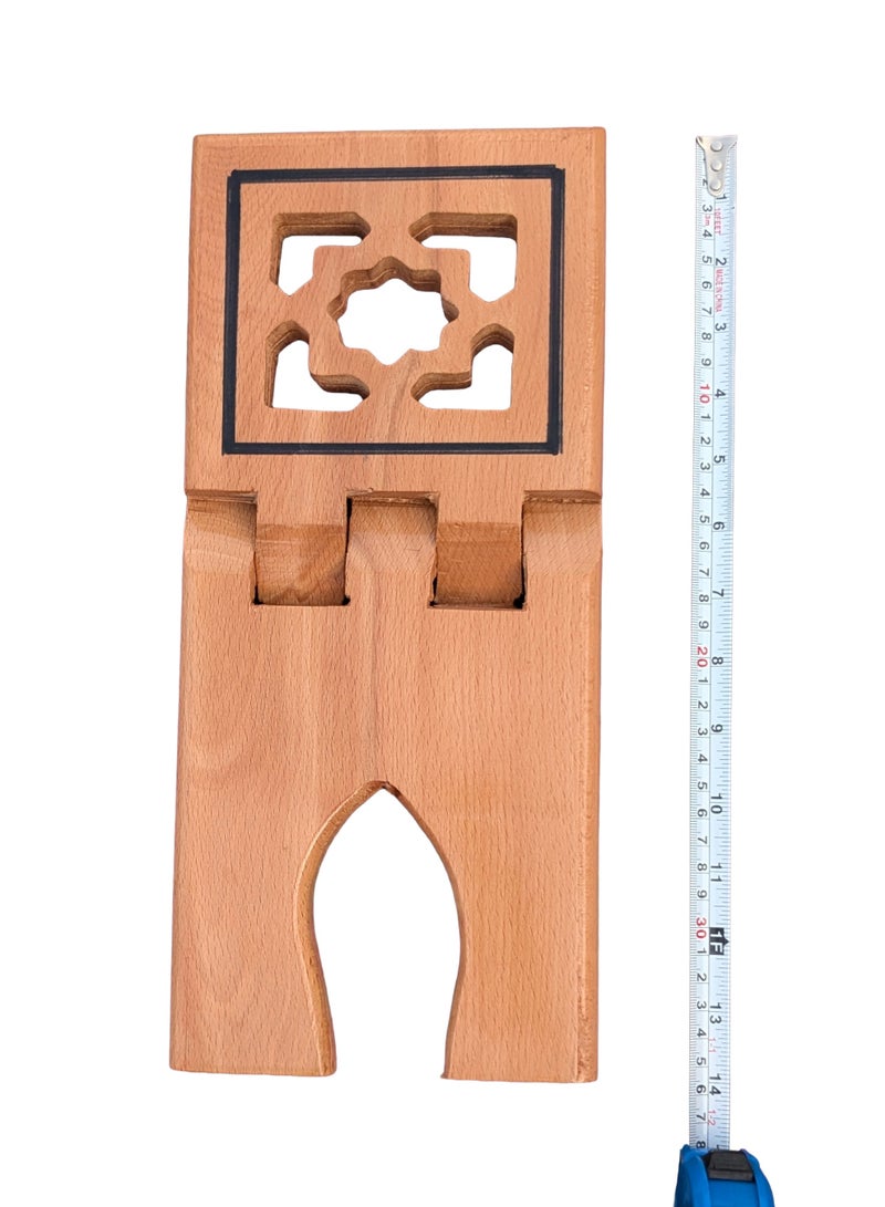 Luxurious beech wood Quran stand | Foldable with glossy varnish | Designed to hold the Quran during recitation and reflection, suitable for home or mosque use - Image 2