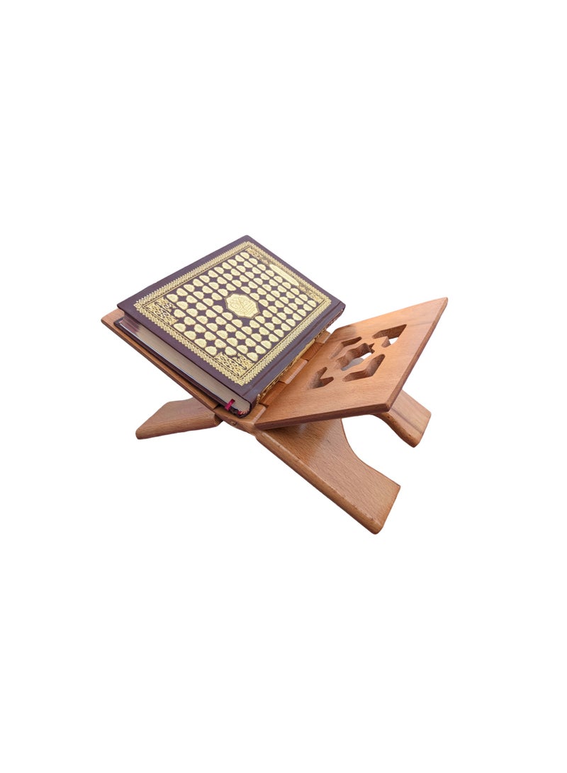 Luxurious beech wood Quran stand | Foldable with glossy varnish | Designed to hold the Quran during recitation and reflection, suitable for home or mosque use - Image 4