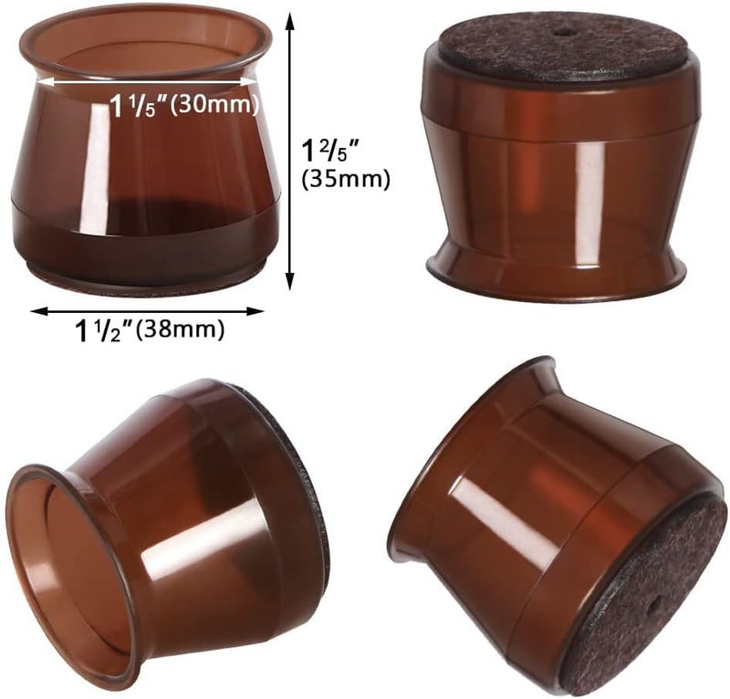 HOMEDRIP HOMEDRIP 4 Pcs Silicone Chair Leg Floor Protectors for Hardwood Floors Brown Felt Bottom Chair Leg Covers Free Moving Table Leg Covers Stool Leg Protectors Caps - Image 5
