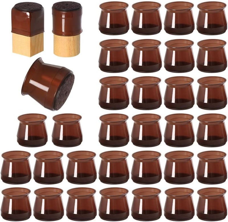 HOMEDRIP HOMEDRIP 4 Pcs Silicone Chair Leg Floor Protectors for Hardwood Floors Brown Felt Bottom Chair Leg Covers Free Moving Table Leg Covers Stool Leg Protectors Caps - Image 1