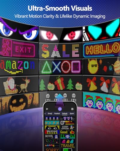 JDVOOTD Multifunctional Bright 2PCS Devil Eyes for Cars Windshield - 15x4in [Upgraded Chip 100% Synchronized] Programmable Flexible LED Matrix Display - Custom Text Car Window Sign for Golf Cart Auto - Image 3