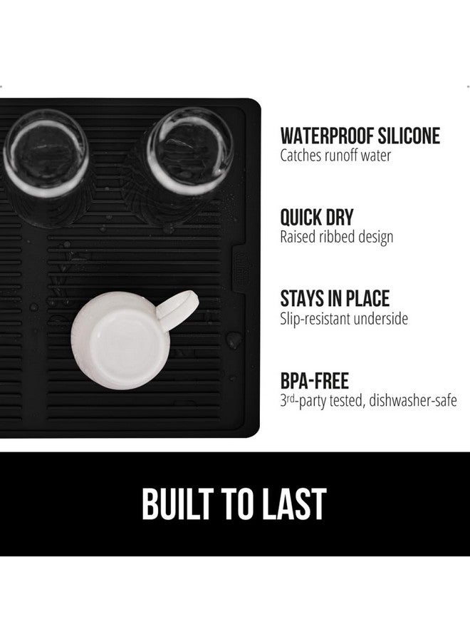 GORILLA GRIP 100% BPA-Free Silicone Dish Drying Mat for Kitchen Counters, 18x24 Inch, Water Catching Ribbed Design, Easy Clean Waterproof Sink Counter Liner, Heat Resistant, Fits Under Rack, Black - Image 2