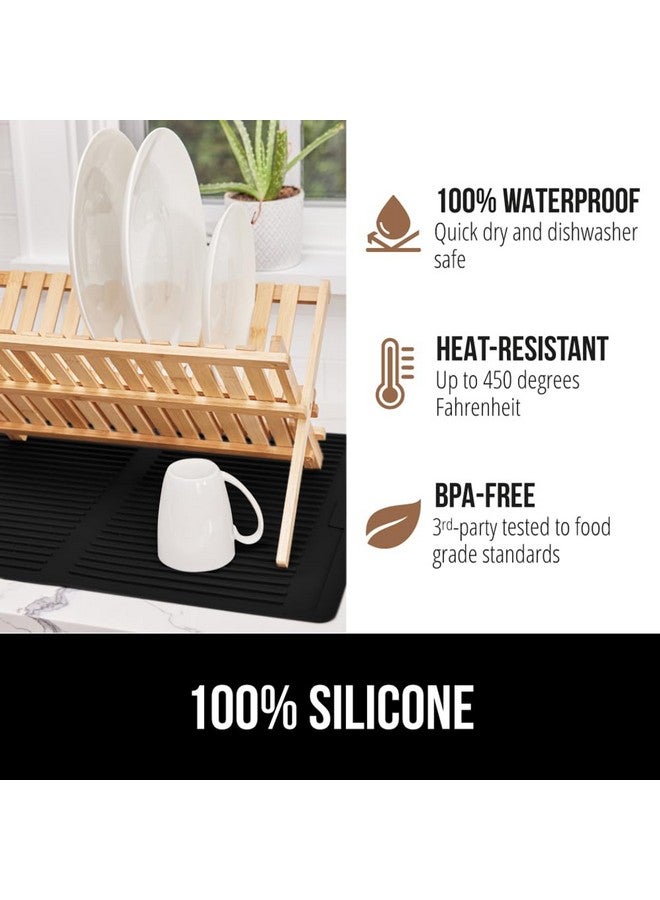 GORILLA GRIP 100% BPA-Free Silicone Dish Drying Mat for Kitchen Counters, 18x24 Inch, Water Catching Ribbed Design, Easy Clean Waterproof Sink Counter Liner, Heat Resistant, Fits Under Rack, Black - Image 4