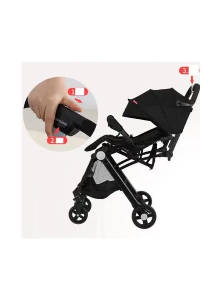 Ntech NTECH Travel Light weight Baby Stroller Compact 4 Wheels Air Travel One Hand Foldable Push chair With Adjustable Reclining Seat For Toddler Black  - Image 2