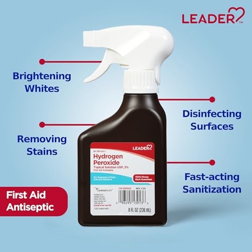 LEADER Hydrogen Peroxide Spray Bottle First Aid Antiseptic 3% Solution – Multi-Purpose Cleaner, Gentle & Effective Disinfectant Spray for Home, Cuts, and Scrapes, Easy-to-Use 8 oz Bottle - Image 3