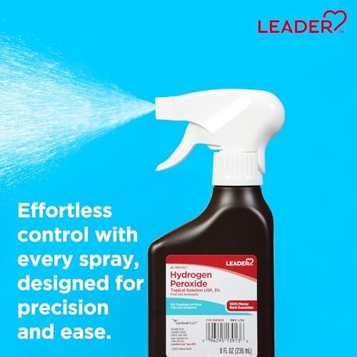 LEADER Hydrogen Peroxide Spray Bottle First Aid Antiseptic 3% Solution – Multi-Purpose Cleaner, Gentle & Effective Disinfectant Spray for Home, Cuts, and Scrapes, Easy-to-Use 8 oz Bottle - Image 5