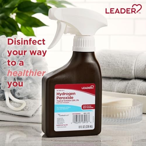 LEADER Hydrogen Peroxide Spray Bottle First Aid Antiseptic 3% Solution – Multi-Purpose Cleaner, Gentle & Effective Disinfectant Spray for Home, Cuts, and Scrapes, Easy-to-Use 8 oz Bottle - Image 4