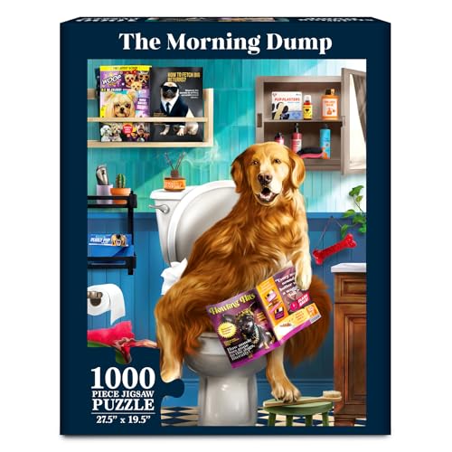 Gouda Games Jigsaw Puzzle 1000 Pieces The Morning Dump Fun for Families Friends Puzzle Enthusiasts Game Nights Includes Sorting Trays Poster Gifts for Dog Lovers Ages 15 Finished Size 275 x 195 - Image 1