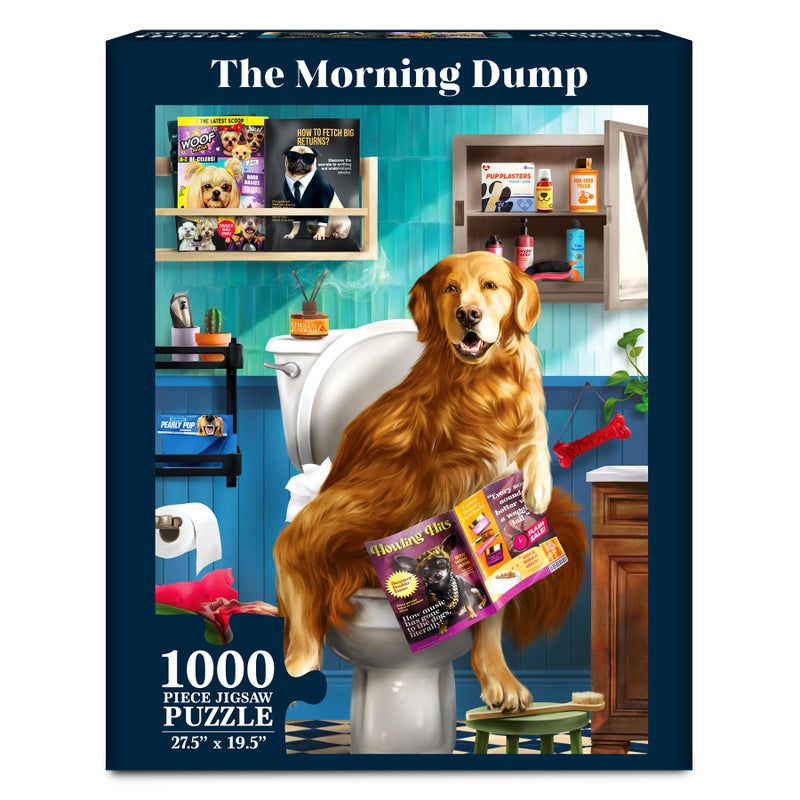 Gouda Games Jigsaw Puzzle 1000 Pieces The Morning Dump Fun for Families Friends Puzzle Enthusiasts Game Nights Includes Sorting Trays Poster Gifts for Dog Lovers Ages 15 Finished Size 275 x 195 - Image 3