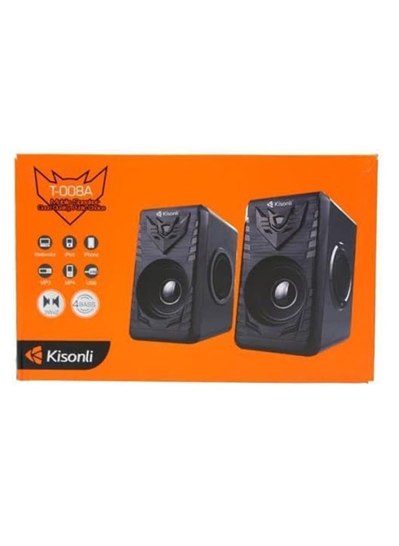 كيسونلي - مكبر صوت USB للكمبيوتر مكبر صوت Purelloud Sound للكمبيوتر المحمول T-008A - Image 1