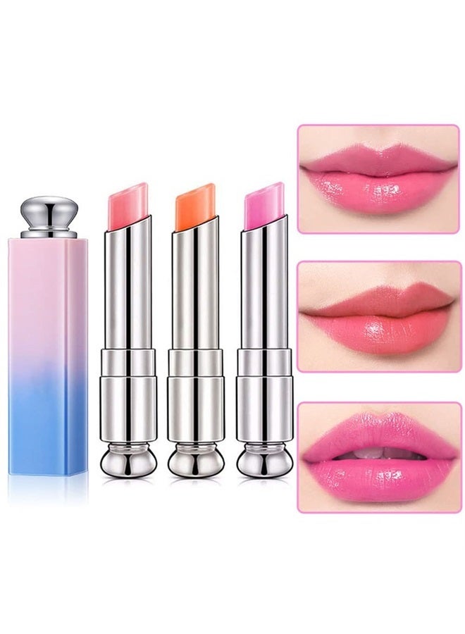 BINGBRUSH 3 Pcs Color Changing Change Lipstick Lip Balm,Korean Magic Lipstick Color Change Changing Lip Tint Tinted Stain Gloss Balm Long Lasting Waterproof Moisturizer Glossly Lipstick Set for Women - Image 1