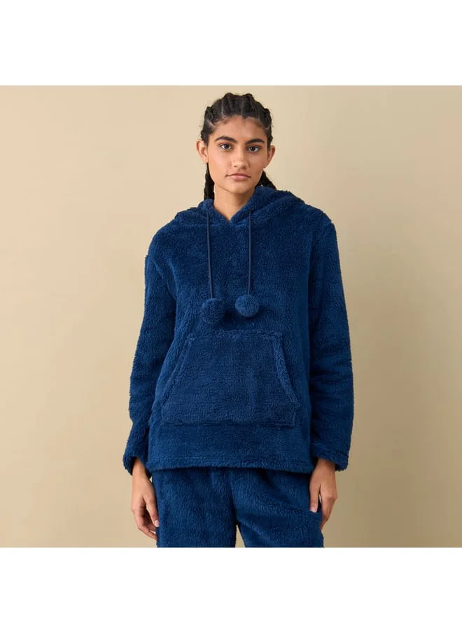 FAV Textured Long Sleeves Hoodie and Pyjama Set