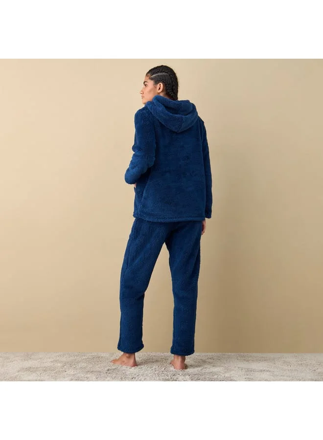 Splash FAV Textured Long Sleeves Hoodie and Pyjama Set