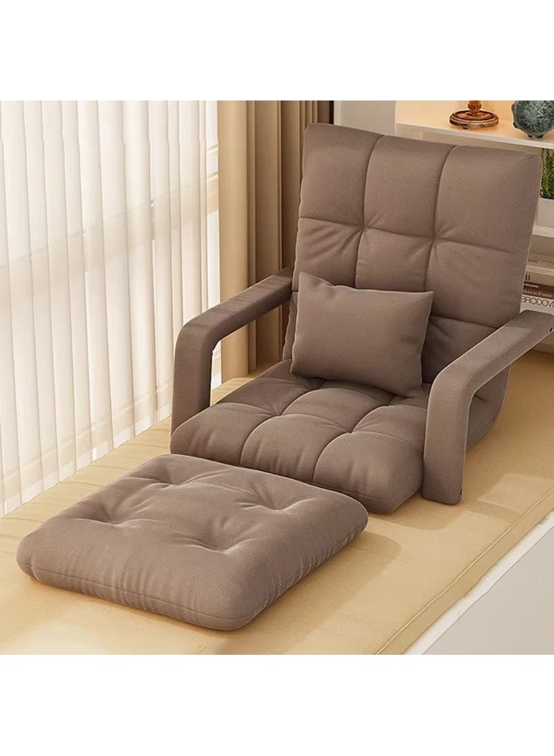 AGD Padded Sofa Chair with Back Support and Armrests, Foldable and Adjustable 5-Level Recline for Reading and Relaxing (Brown) - Image 2