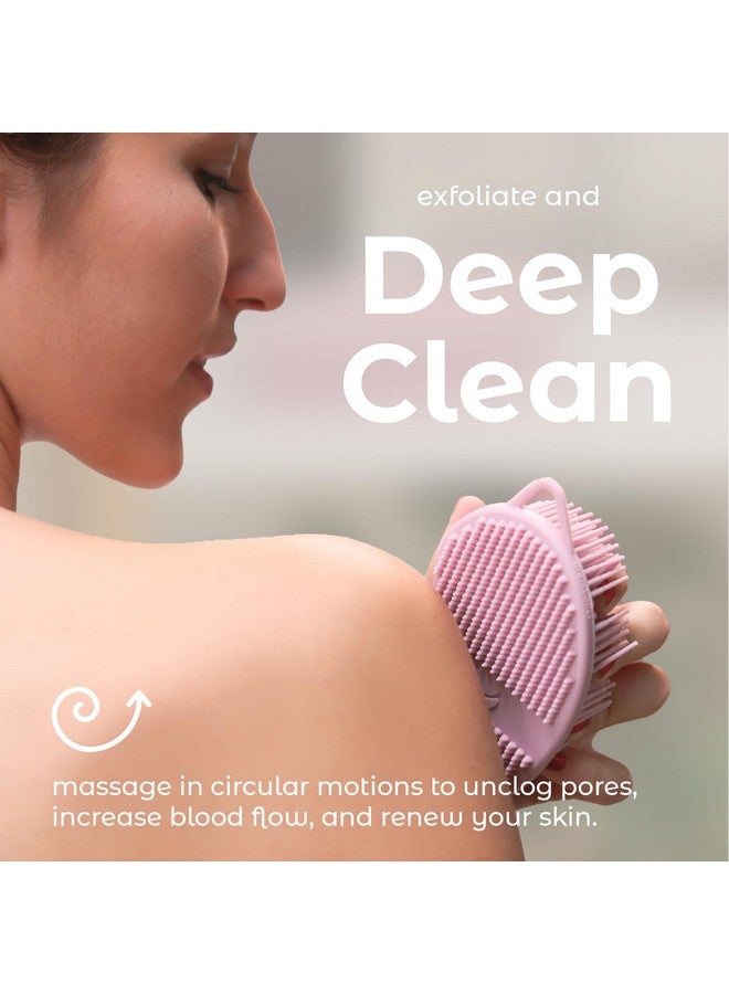MainBasics Exfoliating Silicone Body Scrubber Pro 2In1 Shower Scrubber For Body Care Silicone Loofah And Body Exfoliator (Pale Pink Body + Exfoliate) - Image 5