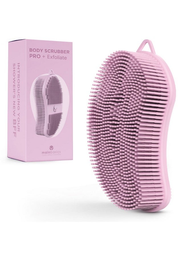 MainBasics Exfoliating Silicone Body Scrubber Pro 2In1 Shower Scrubber For Body Care Silicone Loofah And Body Exfoliator (Pale Pink Body + Exfoliate) - Image 1
