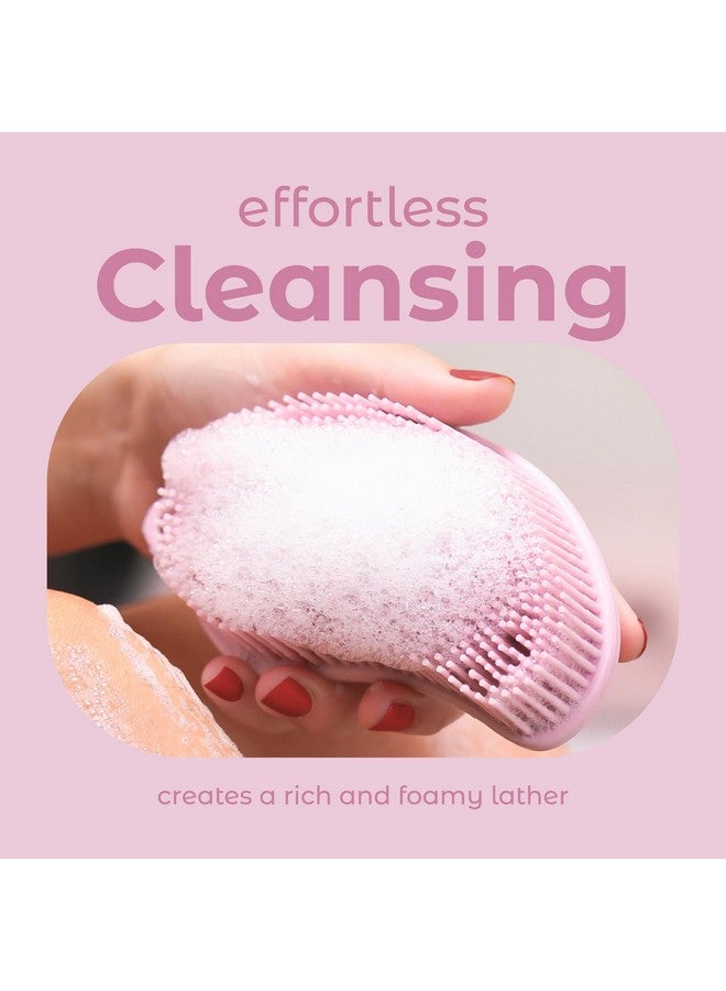MainBasics Exfoliating Silicone Body Scrubber Pro 2In1 Shower Scrubber For Body Care Silicone Loofah And Body Exfoliator (Pale Pink Body + Exfoliate) - Image 4