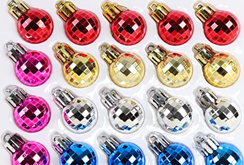Christmas Concepts® Pack of 25-25mm Mini Christmas Tree Baubles - Shiny Disco Ball Ornaments (Multi Coloured) - Image 5