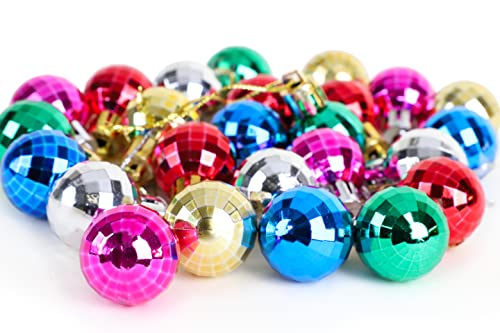 Christmas Concepts® Pack of 25-25mm Mini Christmas Tree Baubles - Shiny Disco Ball Ornaments (Multi Coloured) - Image 3