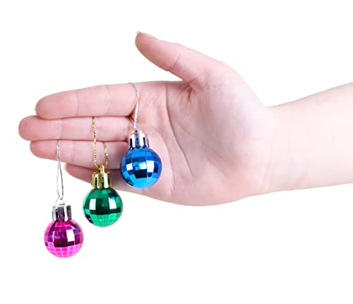 Christmas Concepts® Pack of 25-25mm Mini Christmas Tree Baubles - Shiny Disco Ball Ornaments (Multi Coloured) - Image 4