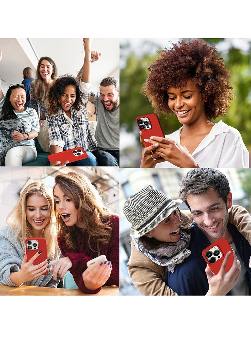 Raxoom iPhone 14 Pro Max Case Red (2022), Liquid Silicone Case Phone Cover Slim Full Body Protective, Soft Anti-Scratch Microfiber Lining, Red Cute Men Women Cool [Shockproof], 6.7 inch 14PM - Red - Image 4