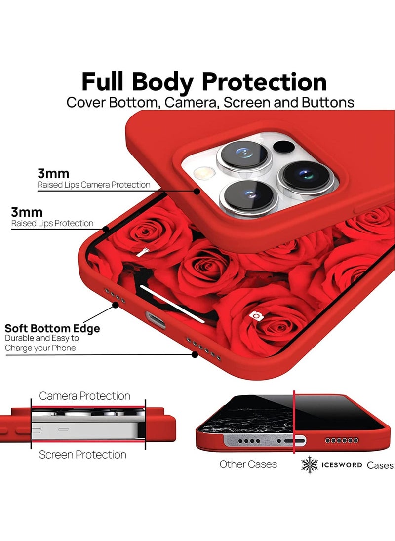 Raxoom iPhone 14 Pro Max Case Red (2022), Liquid Silicone Case Phone Cover Slim Full Body Protective, Soft Anti-Scratch Microfiber Lining, Red Cute Men Women Cool [Shockproof], 6.7 inch 14PM - Red - Image 2