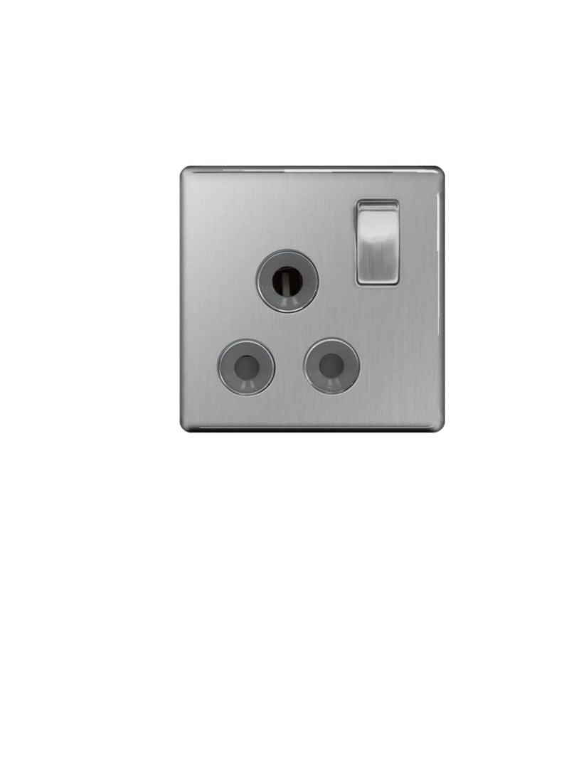 British General FBS99G Brushed Steel 1 Gang, Single Pole 15A Switched Socket  - Image 3